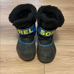 Sorel Kids Black and Blue Snow Boots